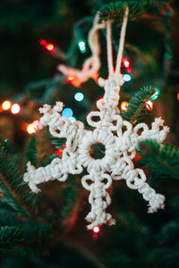 Set It Down and Macrame with our DIY Snowflake Ornament Macrame Kit! Make a handmade macrame snowflake ornament this holiday season. 